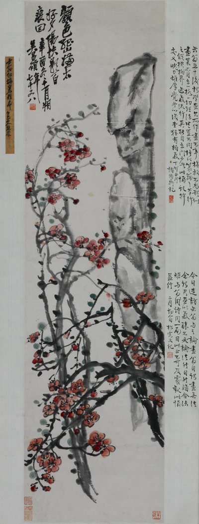 Fiori di prugna rossa e roccia da Changshuo Wu